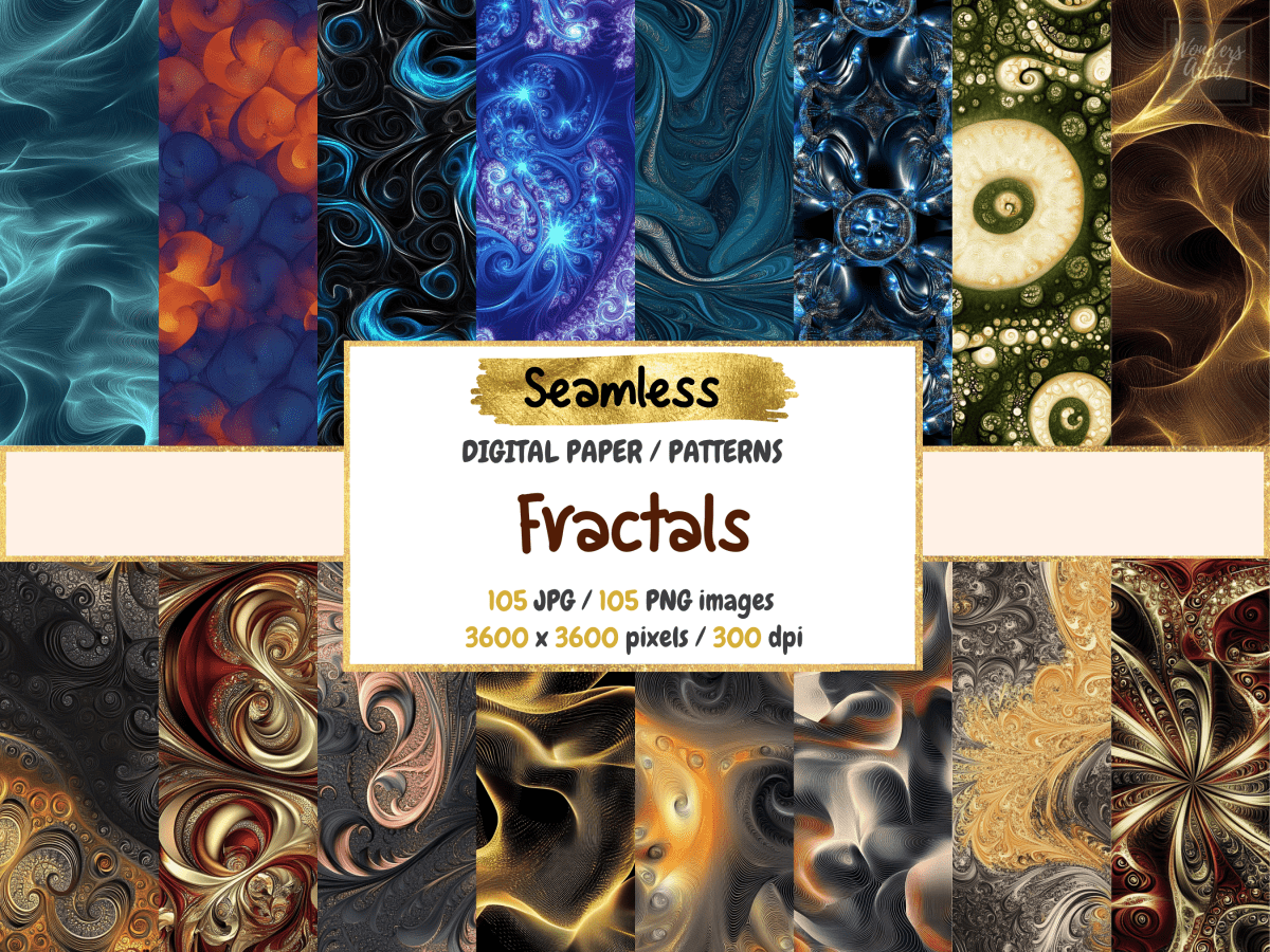 Fractals Digital Paper All Bundles Backgrounds Digital Paper - WondersArtist