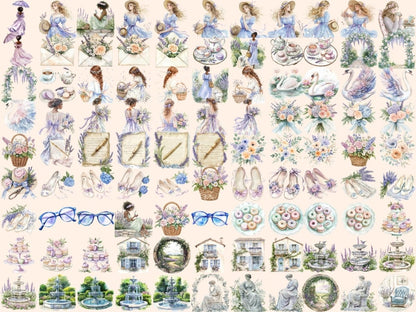 French Garden Watercolor Clipart blooming garden art botanical clipart countryside clipart - WondersArtist