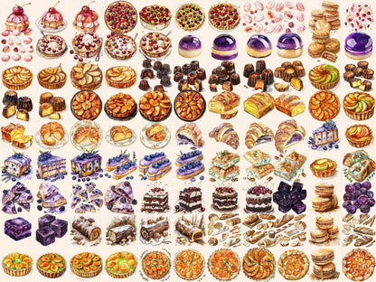 French Pastries Watercolor Clipart croissant clipart - Wonders Artist