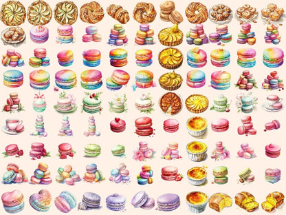 French Pastries Watercolor Clipart croissant clipart - Wonders Artist