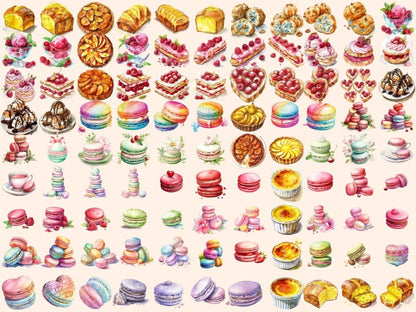 French Pastries Watercolor Clipart croissant clipart - Wonders Artist