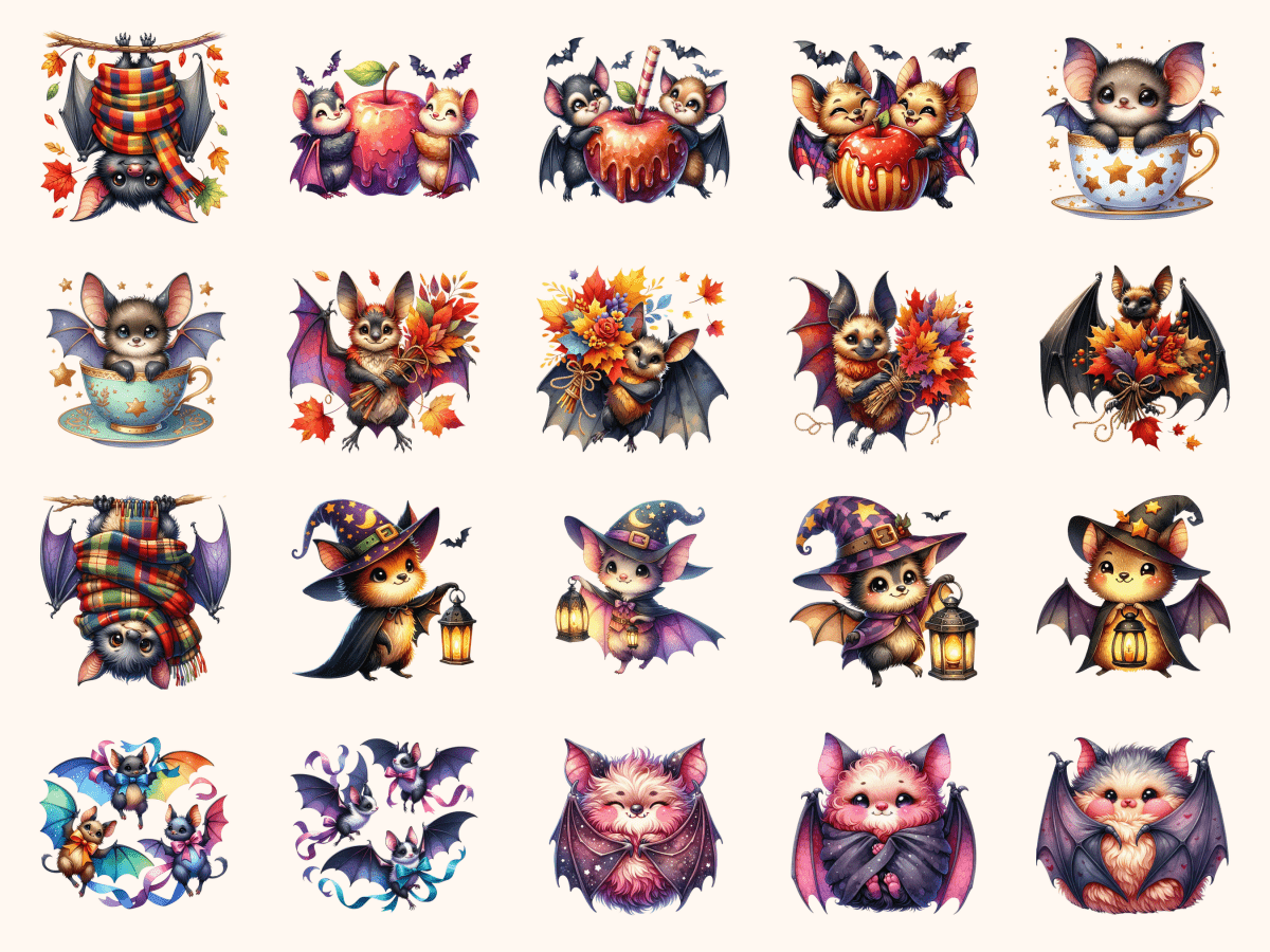 Friendly Bats Clipart All Bundles Clipart Line Art - WondersArtist