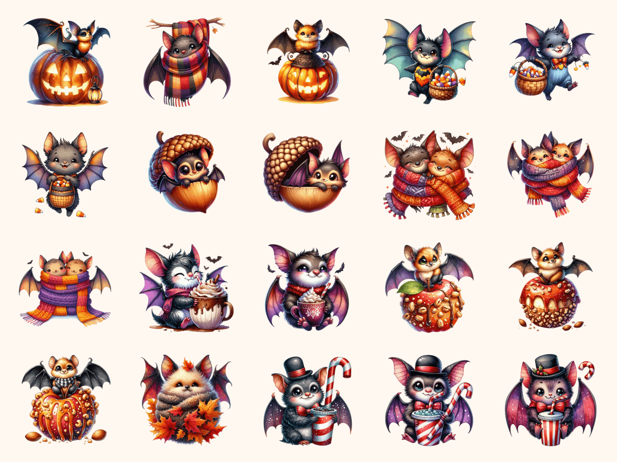 Friendly Bats Clipart All Bundles Clipart Line Art - WondersArtist