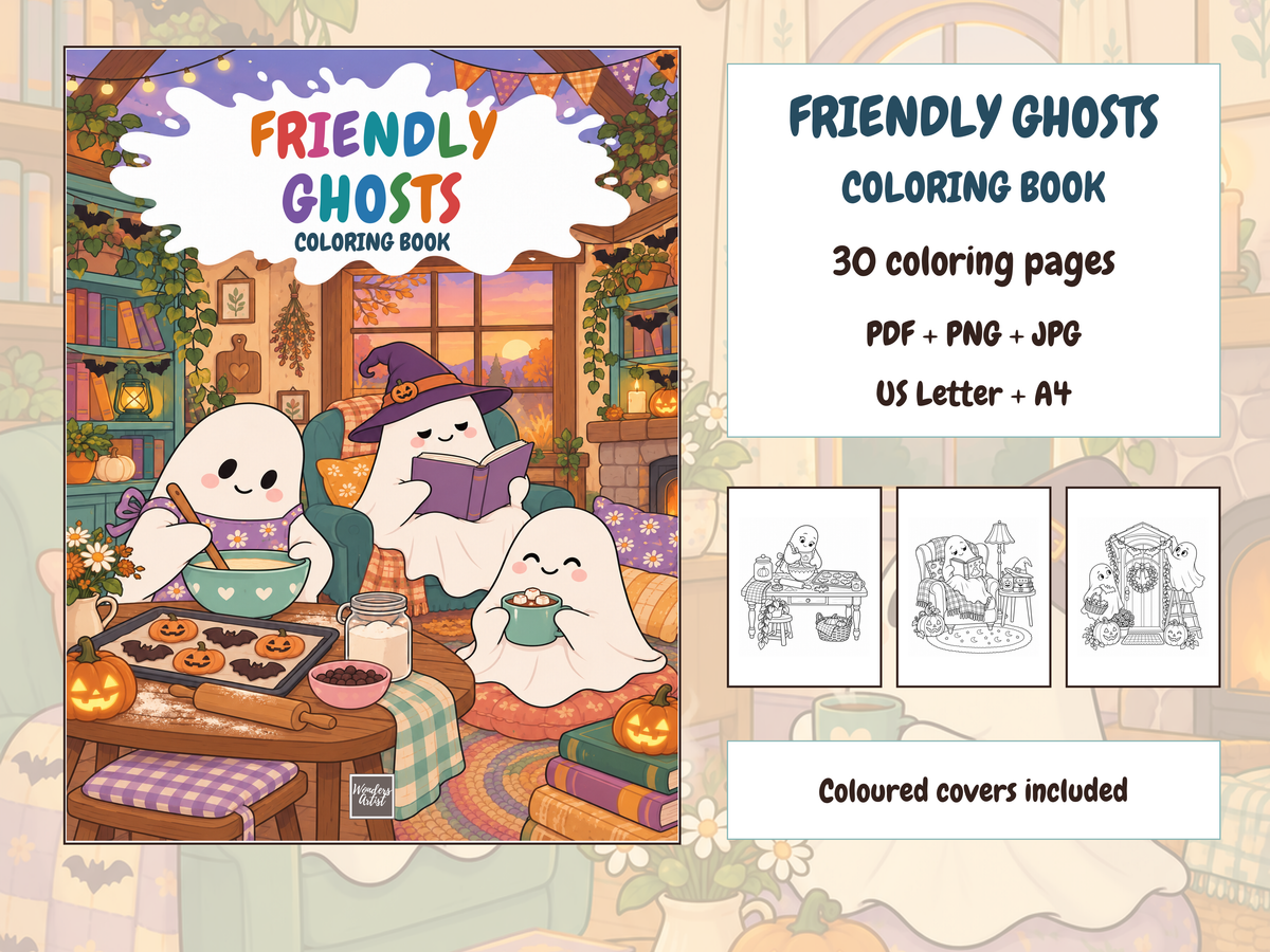 Friendly Ghosts Coloring Book — bundle preview