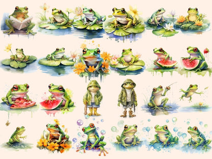 Frogs Watercolor Clipart croaker clipart - Wonders Artist