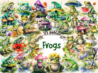 Frogs Watercolor Clipart croaker clipart - Wonders Artist