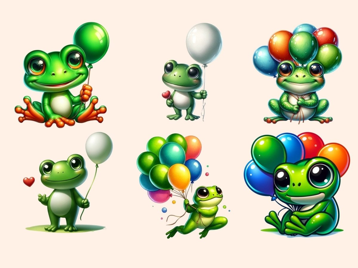 Frogs with Balloons Clipart Balloon clip art - Wonders Artist