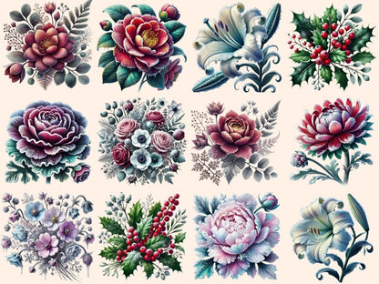 Frosted Florals (P1) Clipart delicate flowers png - Wonders Artist