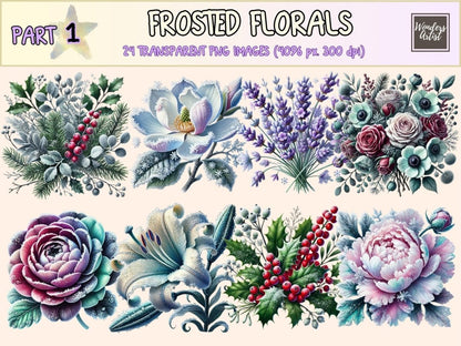 Frosted Florals (P1) Clipart delicate flowers png - Wonders Artist