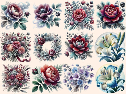 Frosted Florals (P2) Clipart delicate flowers png - Wonders Artist