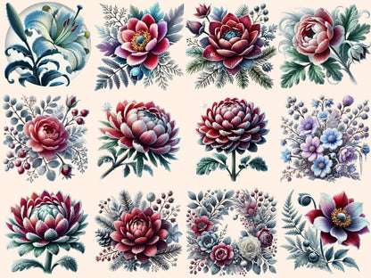 Frosted Florals (P2) Clipart delicate flowers png - Wonders Artist
