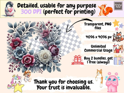 Frosted Florals (P2) Clipart delicate flowers png - Wonders Artist