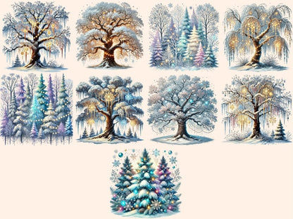 Frosted Trees Clipart chilly forest art - Wonders Artist