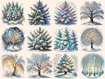 Frosted Trees Clipart chilly forest art - Wonders Artist