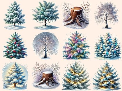 Frosted Trees Clipart chilly forest art - Wonders Artist