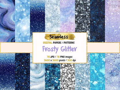 Frosty Glitter Seamless Digital Paper Frost Glitter Paper - Wonders Artist