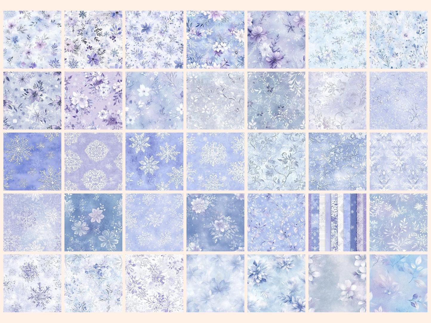 Frozen Petals Seamless Digital Paper - High - Quality Instant Digital Download for Creative Projects