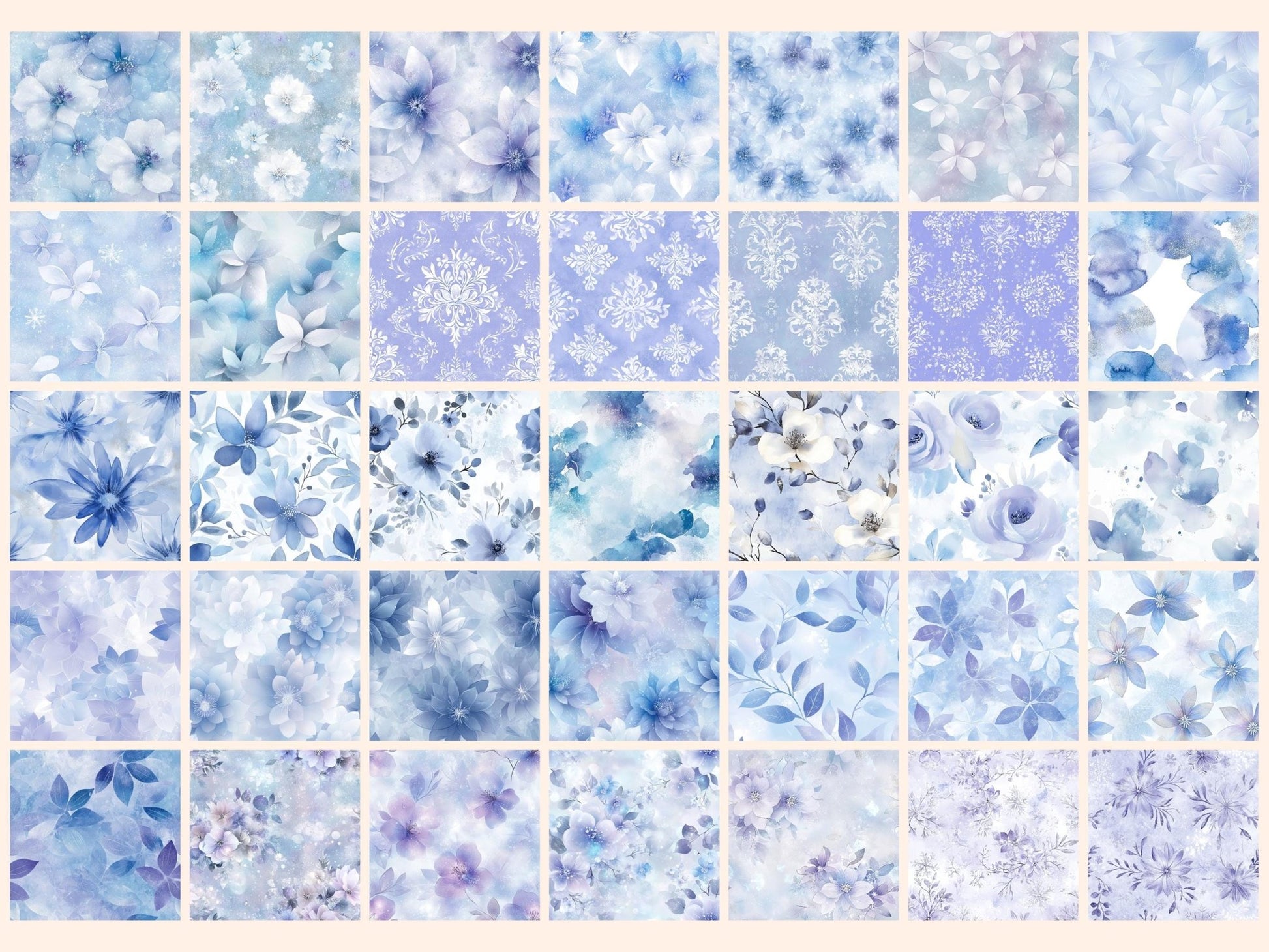 Frozen Petals Seamless Digital Paper - High - Quality Instant Digital Download for Creative Projects