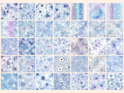 Frozen Petals Seamless Digital Paper Floral Frost Texture - Wonders Artist