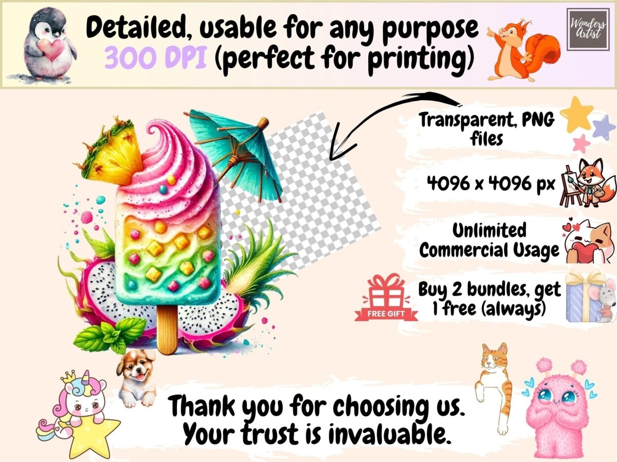 Fruit Popsicles Clipart beach clipart fruit popsicle png ice cream clipart - WondersArtist