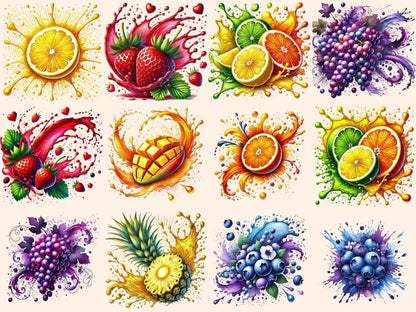Fruit Splashes (P1) Clipart berry splash clipart - Wonders Artist
