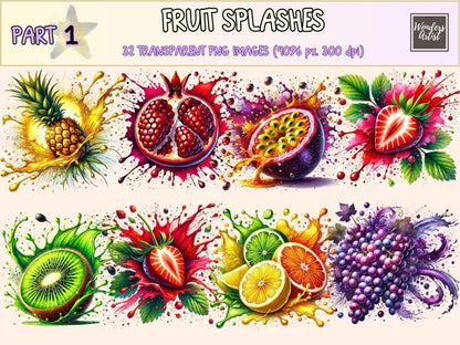 Fruit Splashes (P1) Clipart berry splash clipart - Wonders Artist