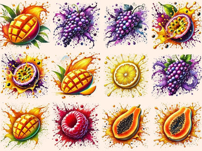 Fruit Splashes (P2) Clipart berry splash clipart - Wonders Artist
