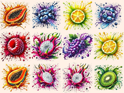 Fruit Splashes (P2) Clipart berry splash clipart - Wonders Artist