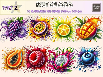 Fruit Splashes (P2) Clipart berry splash clipart - Wonders Artist