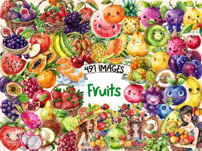 Fruits Watercolor Clipart fruit clipart - Wonders Artist