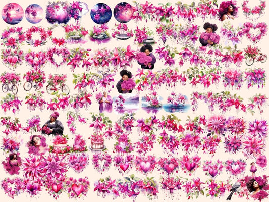 Fuksia Kukat Vesiväri Klippitaide