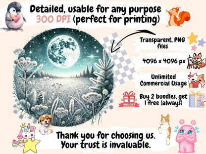 Full Cold Moon Clipart celestial clipart - Wonders Artist