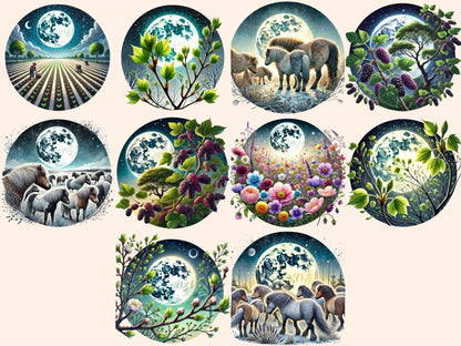 Full Flower Moon Clipart celestial clipart - Wonders Artist