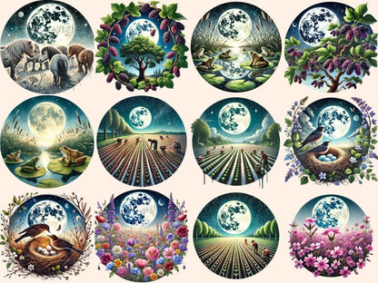 Full Flower Moon Clipart celestial clipart - Wonders Artist