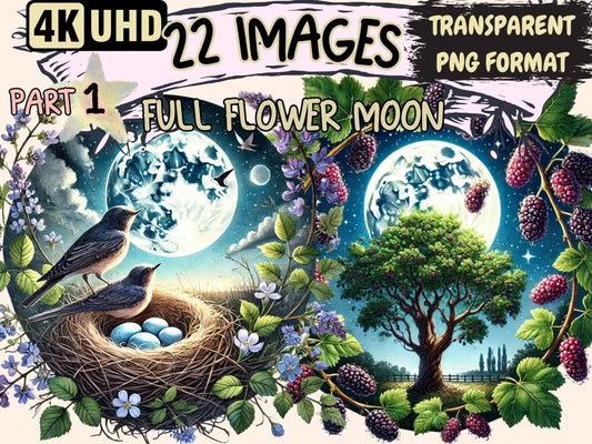 Full Flower Moon Clipart celestial clipart - Wonders Artist
