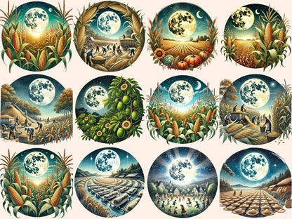 Full Harvest / Corn Moon Clipart celestial clipart - Wonders Artist