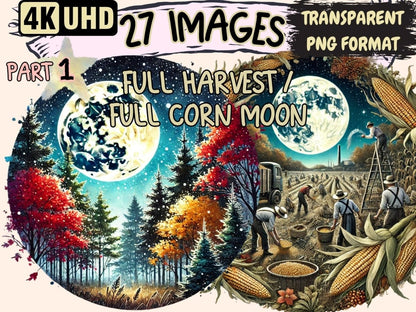 Full Harvest / Corn Moon Clipart celestial clipart - Wonders Artist