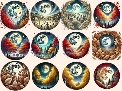 Full Harvest / Corn Moon Clipart - High - Quality Instant Digital Download for Creative Projects