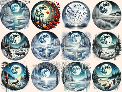 Full Hunter Moon Clipart celestial clipart - Wonders Artist