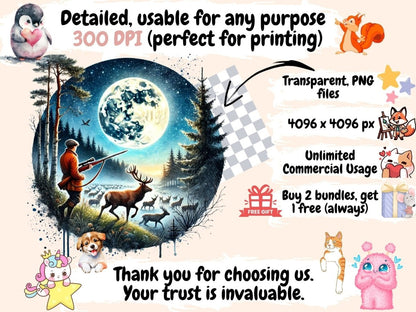 Full Hunter Moon Clipart celestial clipart - Wonders Artist