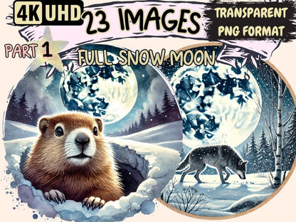 Full Snow Moon Clipart celestial clipart - Wonders Artist