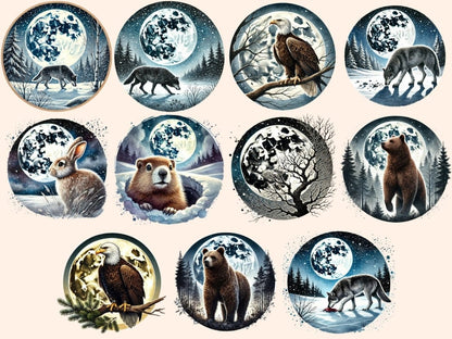 Full Snow Moon Clipart celestial clipart - Wonders Artist