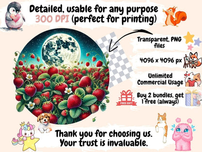 Full Strawberry Moon Clipart celestial clipart - Wonders Artist