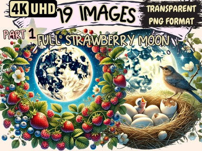 Full Strawberry Moon Clipart celestial clipart - Wonders Artist