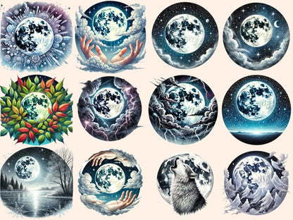 Full Wolf Moon Clipart celestial clipart - Wonders Artist