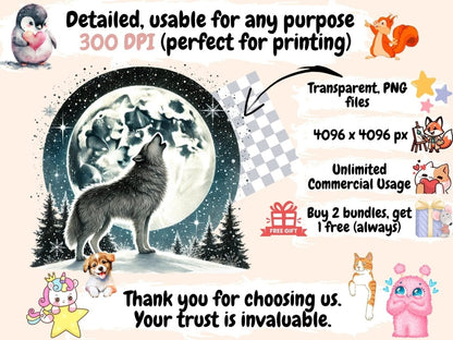 Full Wolf Moon Clipart celestial clipart - Wonders Artist