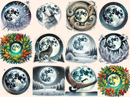 Full Wolf Moon Clipart celestial clipart - Wonders Artist