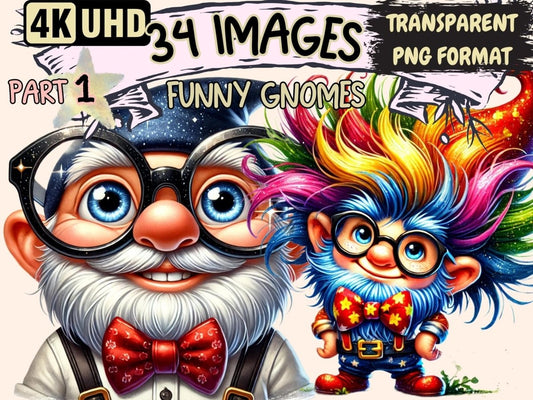 Funny Gnomes Clipart - High - Quality Instant Digital Download for Creative Projects