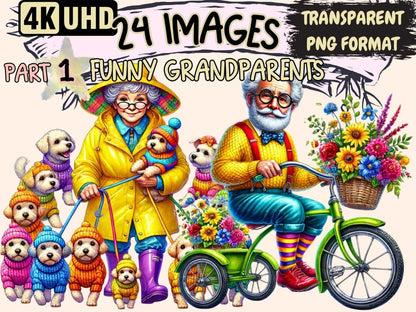 Funny Grandparents Clipart Cheerful Grandpa Art - Wonders Artist