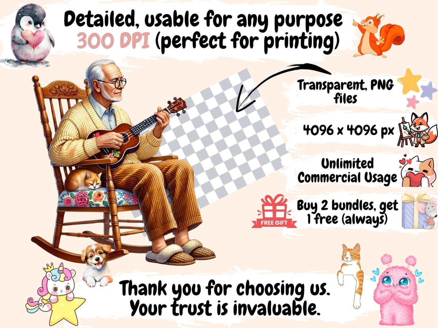 Funny Grandparents Clipart - High - Quality Instant Digital Download for Creative Projects